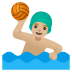 man playing water polo, medium-light skin tone